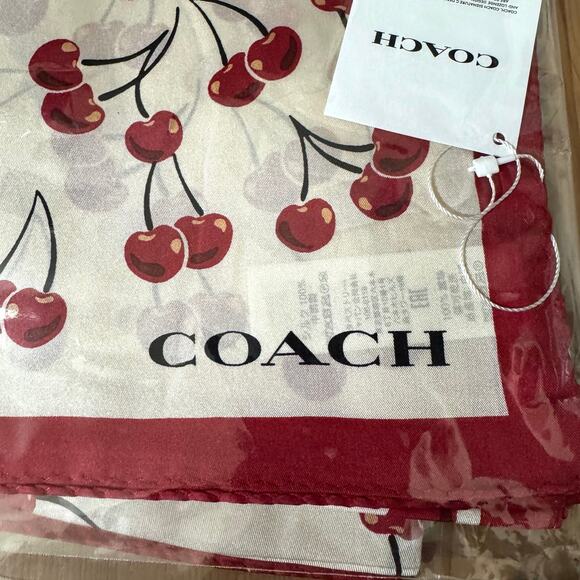 🍒 Cherry Swirl Print Silk Square Scarf - Picture 5 of 9